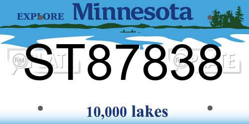 ST87838 Minnesota License Plate