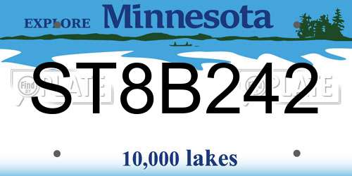 ST8B242 Minnesota License Plate