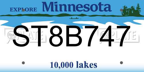 ST8B747 Minnesota License Plate