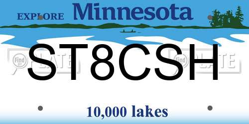 ST8CSH Minnesota License Plate