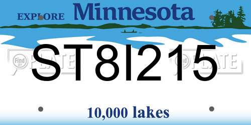 ST8I215 Minnesota License Plate