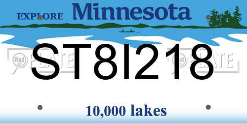 ST8I218 Minnesota License Plate