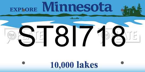 ST8I718 Minnesota License Plate