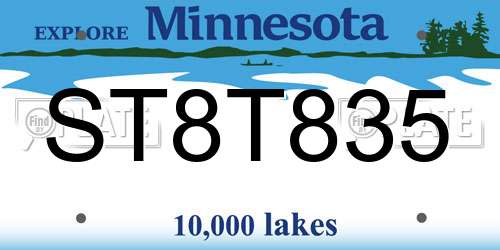 ST8T835 Minnesota License Plate