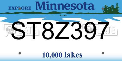 ST8Z397 Minnesota License Plate