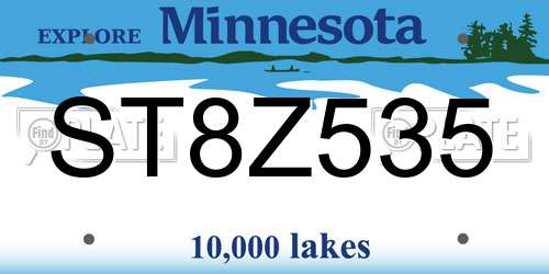 ST8Z535 Minnesota License Plate