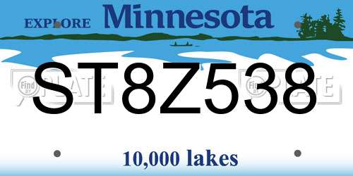 ST8Z538 Minnesota License Plate
