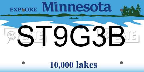 ST9G3B Minnesota License Plate