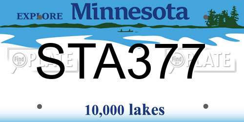 STA377 Minnesota License Plate