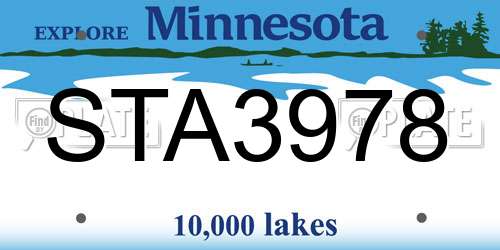 STA3978 Minnesota License Plate
