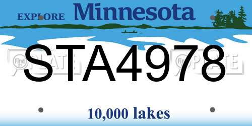 STA4978 Minnesota License Plate