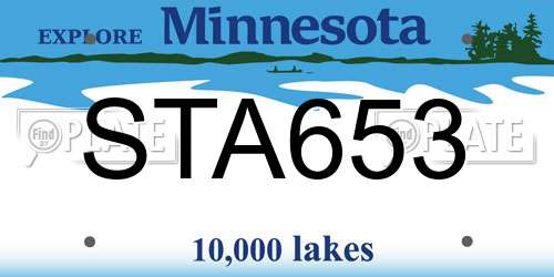 STA653 Minnesota License Plate