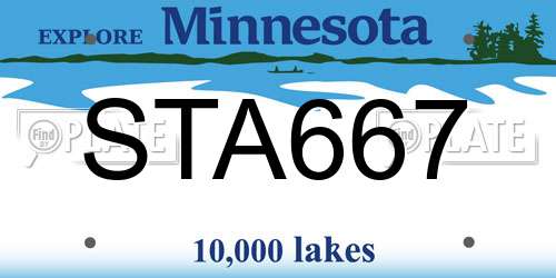 STA667 Minnesota License Plate