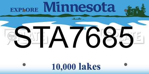 STA7685 Minnesota License Plate