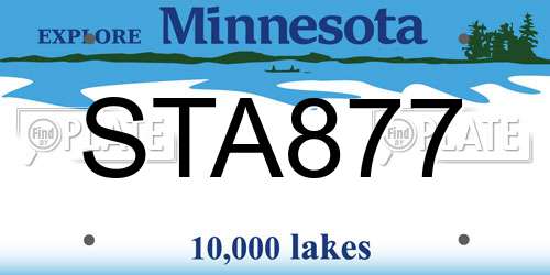 STA877 Minnesota License Plate