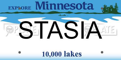 STASIA Minnesota License Plate