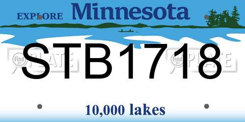 STB1718 Minnesota License Plate