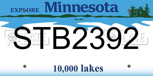 STB2392 Minnesota License Plate