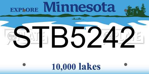 STB5242 Minnesota License Plate