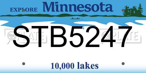 STB5247 Minnesota License Plate