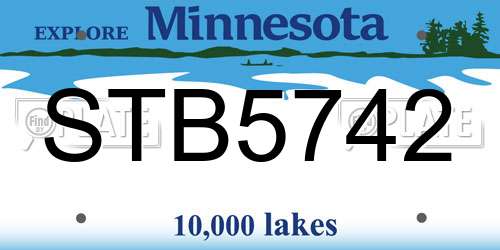 STB5742 Minnesota License Plate