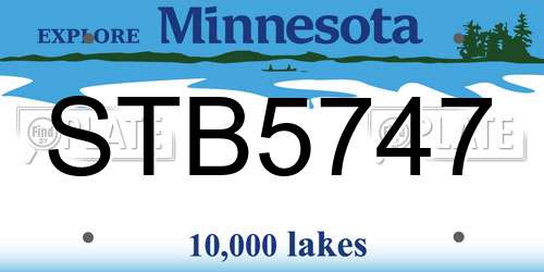 STB5747 Minnesota License Plate