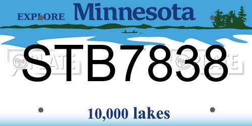 STB7838 Minnesota License Plate