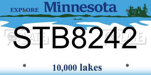STB8242 Minnesota License Plate