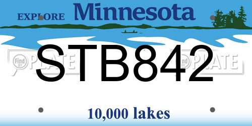 STB842 Minnesota License Plate