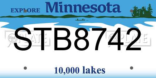 STB8742 Minnesota License Plate