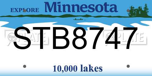 STB8747 Minnesota License Plate