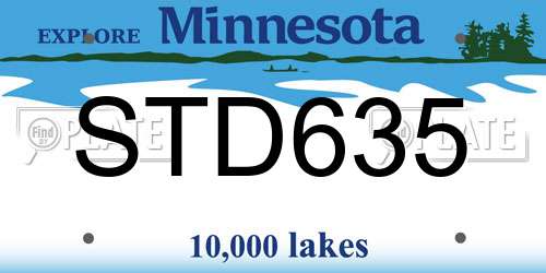 STD635 Minnesota License Plate