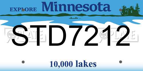 STD7212 Minnesota License Plate