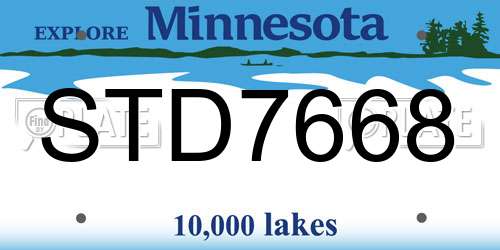 STD7668 Minnesota License Plate
