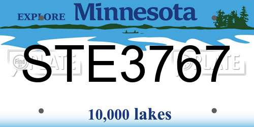 STE3767 Minnesota License Plate