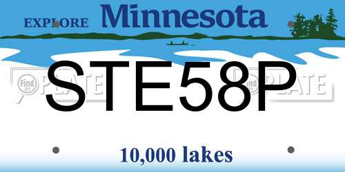 STE58P Minnesota License Plate