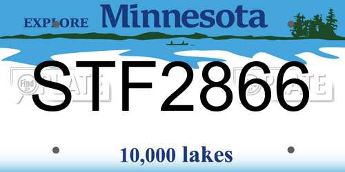 STF2866 Minnesota License Plate