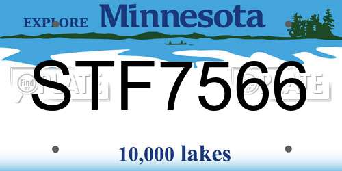 STF7566 Minnesota License Plate