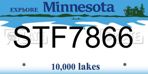 STF7866 Minnesota License Plate