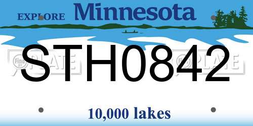 STH0842 Minnesota License Plate
