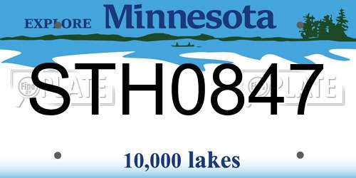 STH0847 Minnesota License Plate