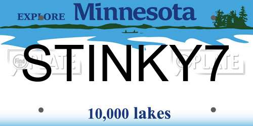 STINKY7 Minnesota License Plate