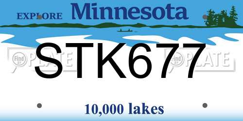 STK677 Minnesota License Plate