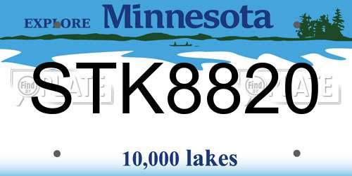STK8820 Minnesota License Plate
