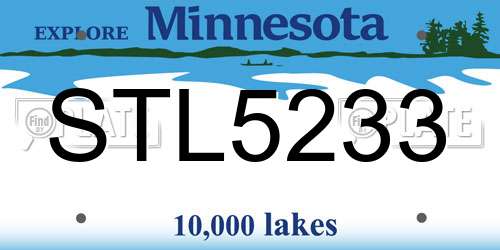 STL5233 Minnesota License Plate