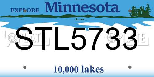 STL5733 Minnesota License Plate