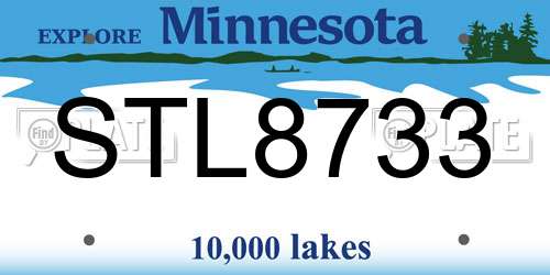 STL8733 Minnesota License Plate