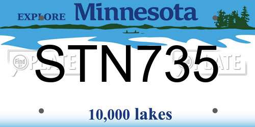 STN735 Minnesota License Plate