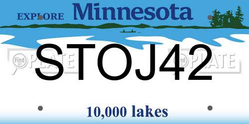 STOJ42 Minnesota License Plate