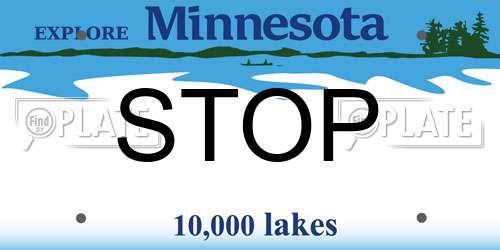 STOP Minnesota License Plate